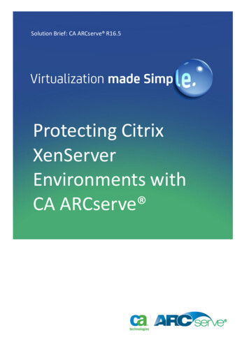 Protecting Itrix XenServer Environments With A ARserve 