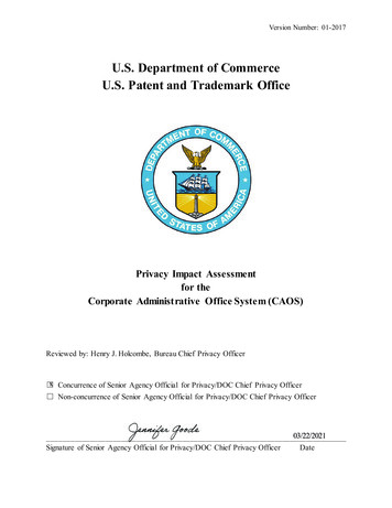 U.S. Department Of Commerce U.S. Patent And Trademark Office