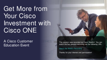 Get More From Your Cisco Investment With Cisco ONE
