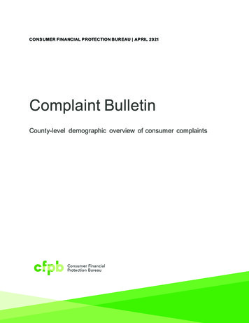 Complaint Bulletin - Consumer Financial Protection Bureau