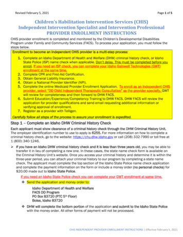 CHIS Independent Provider Enrollment Instructions