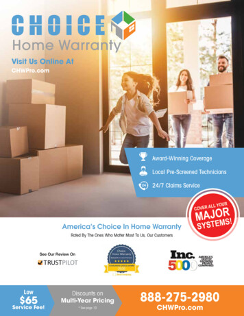 Visit Us Online At - Choice Home Warranty