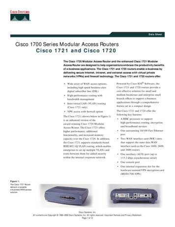 Cisco 1700 Series Modular Access Routers Cisco 1721 And .