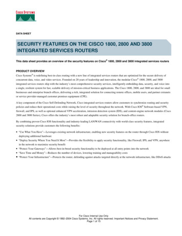 SECURITY FEATURES ON THE CISCO 1800, 2800 AND 3800 .