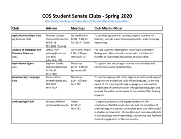 COS Student Senate Clubs - Spring 2020