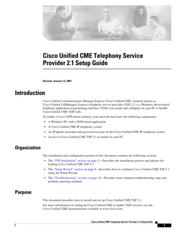 Cisco Unified CME Telephony Service Provider 2.1 Setup Guide