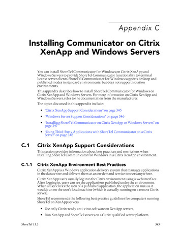 Installing Communicator On Citrix XenApp And Windows 