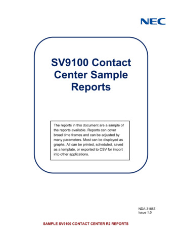 SV9100 Contact Center Sample Reports