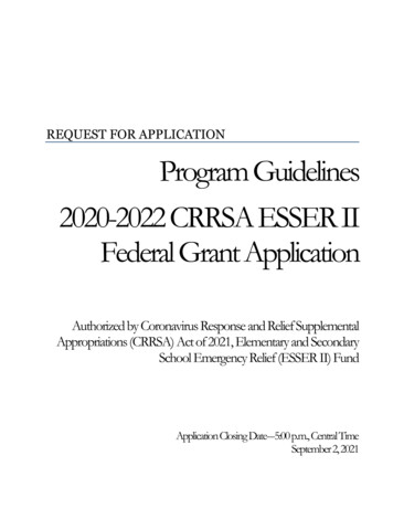 2020-2022 CRRSA ESSER II Federal Grant Application Program .