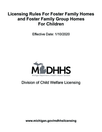 Licensing Rules For Foster Family/Group Homes For Children .
