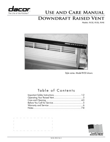 Dacor Rv36s Use And Care Manual