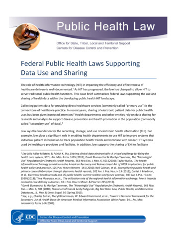 Federal Public Health Laws Supporting Data Use And Sharing