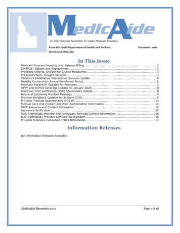 In This Issue - Idaho Medicaid Health PAS OnLine