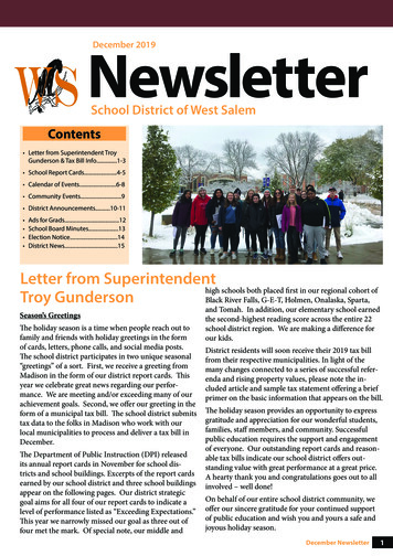 December 2019 Newsletter - School District Of West Salem, WI