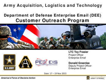 Department Of Defense Enterprise Email (DEE) Customer .