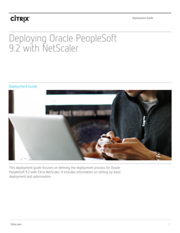 Deploying Oracle PeopleSoft 9.2 With NetScaler