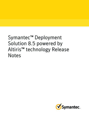 Symantec Deployment Solution 8.5 Powered By Altiris .