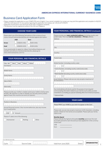 Business Card Application Form - American Express