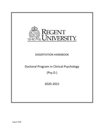 Doctoral Program In Clinical Psychology (Psy.D.) 2020-2021