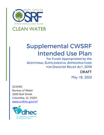 Supplemental CWSRF Intended Use Plan - SCDHEC