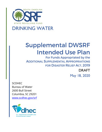 Supplemental DWSRF Intended Use Plan - SCDHEC