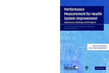 Performance Measurement For Health System Improvement