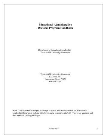 Educational Administration Doctoral Program Handbook