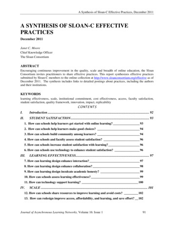 A SYNTHESIS OF SLOAN-C EFFECTIVE PRACTICES