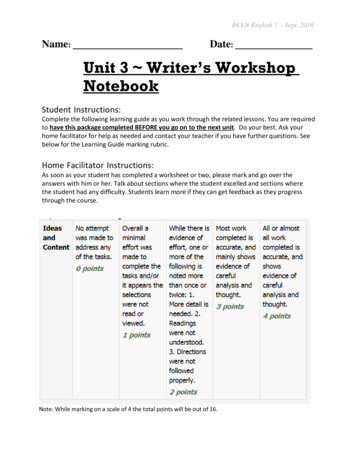 Unit 3 Writer’s Workshop Notebook