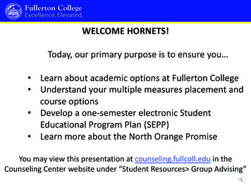 WELCOME HORNETS! - Fullerton College