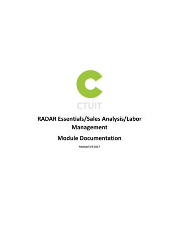 RADAR Essentials/Sales Analysis/Labor Management Module .