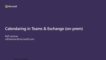 Calendaring In Teams & Exchange (on -prem)