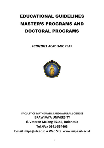 EDUCATIONAL GUIDELINES MASTER’S PROGRAMS AND 
