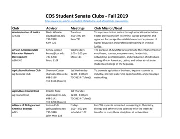 COS Student Senate Clubs - Fall 2019