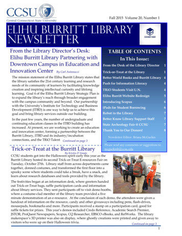 Fall 2015 Volume 20, Number 1 Elihu Burritt Library Newsletter