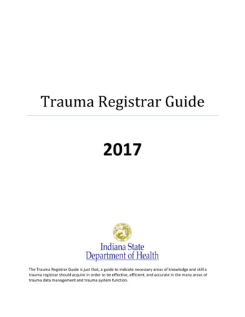 Trauma Registrar Guide - IN.gov