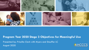 Program Year 2020 Stage 3 Objectives For Meaningful Use