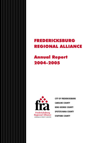 FREDERICKSBURG REGIONAL ALLIANCE Annual Report 2004 