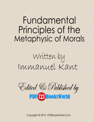Fundamental Principles Of The Metaphysic Of Morals, By .