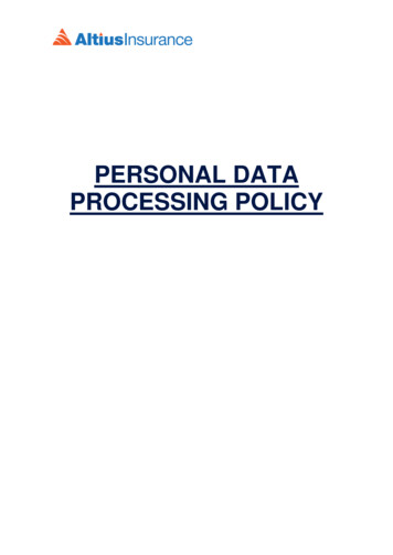 PERSONAL DATA PROCESSING POLICY
