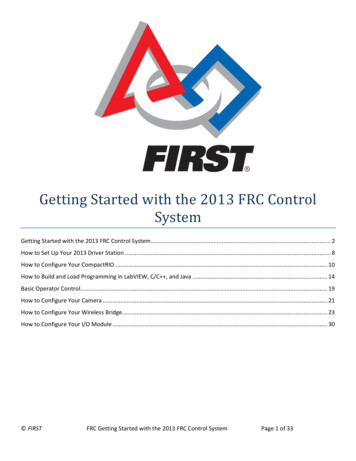 Getting Started With The 2013 FRC Control System