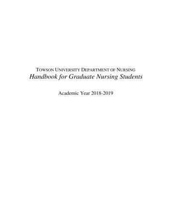 TOWSON UNIVERSITY DEPARTMENT OF NURSING Handbook 