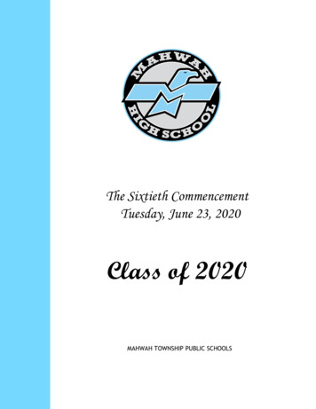 The Sixtieth Commencement Tuesday, June 23, 2020