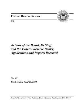 Actions Of The Board, Its Staff, And The Federal Reserve .