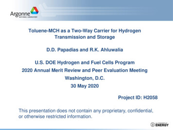 Toluene-MCH As A Two-Way Carrier For Hydrogen 
