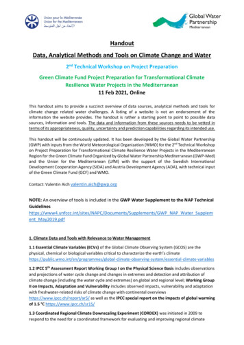 Handout Data, Analytical Methods And Tools On Climate .