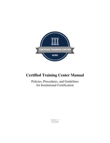Certified Training Center Manual