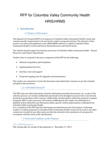 RFP For Columbia Valley Community Health HRIS/HRMS