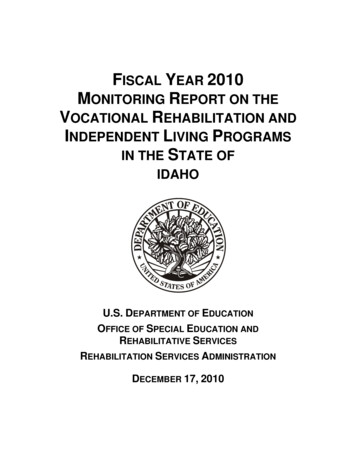 Fiscal Year 2010 Monitoring Report On The Vocational .
