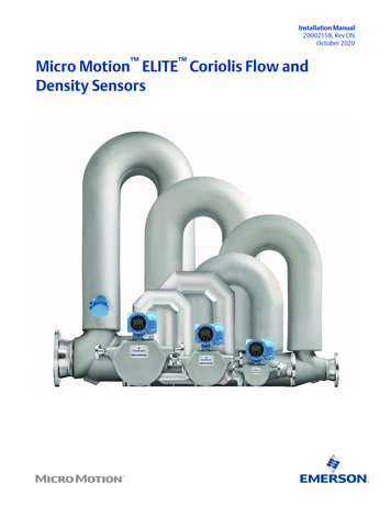 Installation Manual: Micro Motion ELITE Coriolis Flow And .